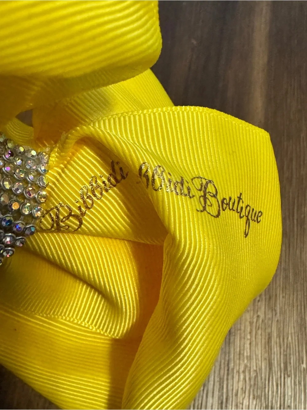 Disney Bibbidi Bobbidi Boutique Yellow Rhinestone Hair Bow - Fairy God Mother